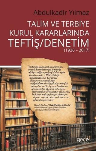 Talim ve Terbiye Kurul Kararlarında Teftiş - Denetim