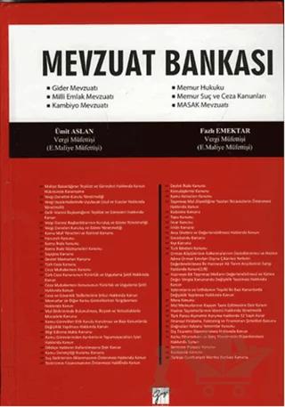 Mevzuat Bankası – Fazlı Emektar, Ümit Aslan – Gazi Kitabevi kitap kapağı