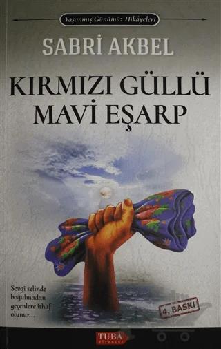 Kırmızı Güllü Mavi Eşarp