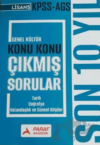 KPSS AGS Genel Kültür Konu Konu Çıkmış Sorular Son 10 Yıl