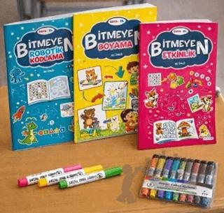 Boya Sil Bitmeyen Boyama 3 Kitap + Boya Kalemi Hediyeli