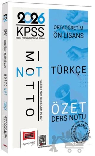 2026 KPSS Ortaöğretim Ön Lisans Motto Serisi Türkçe Özet Ders Notu