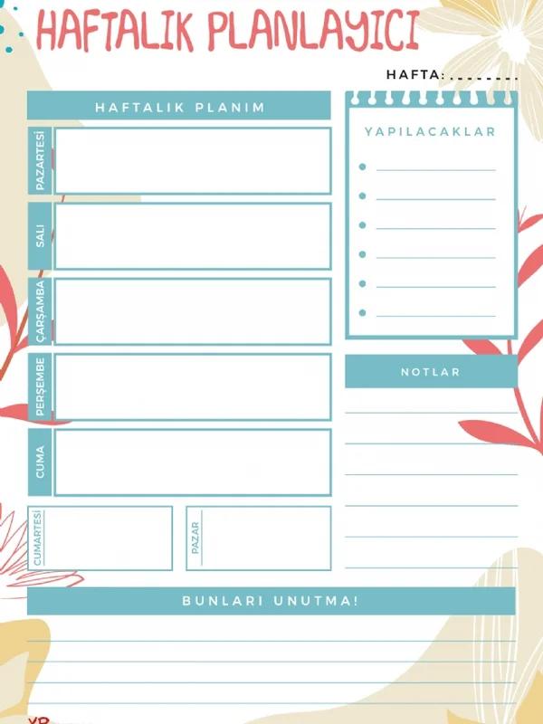 HAFTALIK PLANLAYICI / Çek Kopar- Evde, Okulda, İşte – Komisyon – XP Notebook kitap kapağı
