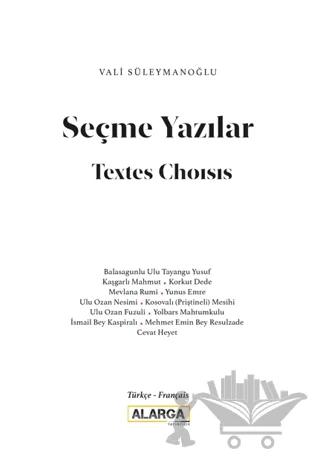 Seçme Yazılar (Türkçe – Fransızca)