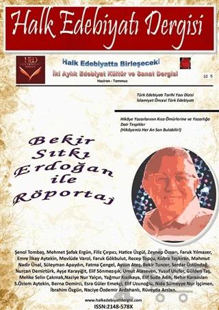 Halk Edebiyatı Dergisi Sayı: 1 Haziran-Temmuz 2014