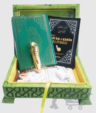 Ahşap Orta Boy Kalem Kur'an-ı Kerim Seti V 6.1 - Lüks Ahşap Kutu (TS034)