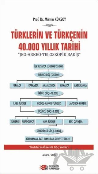 Türklerin ve Türkçenin 40.000 Yıllık Tarihi – Mümin Köksoy – Berikan Yayınevi kitap kapağı