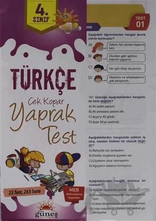 4. Sınıf Türkçe Çek Kopar Yaprak Test