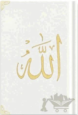 Rahle Boy Kadife Kur'an-ı Kerim (Beyaz, Nakışlı, Yaldızlı, Mühürlü) A3