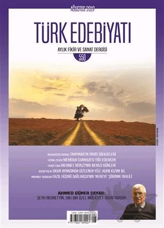 Türk Edebiyatı Dergisi Sayı: 550 Ağustos 2019