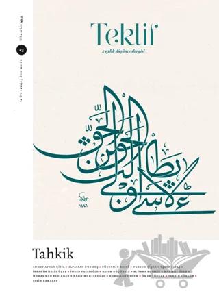 Teklif 2 Aylık Düşünce Dergisi Sayı: 23 Kasım 2025
