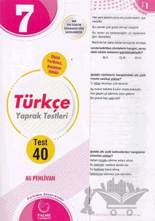 7. Sınıf Türkçe Yaprak Testleri