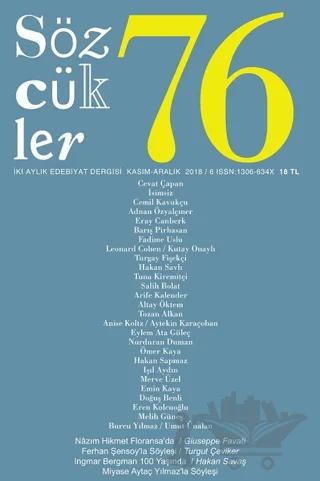 Sözcükler Dergisi Sayı: 76 Kasım - Aralık 2018 – Sözcükler Yayınları kitap kapağı