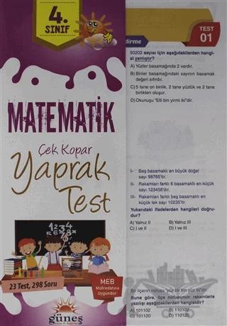 4. Sınıf Matematik Çek Kopar Yaprak Test