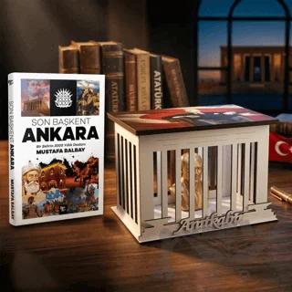 Son Başkent Ankara ve Atatürk Büstlü Ahşap Anıtkabir Işıklı Maket