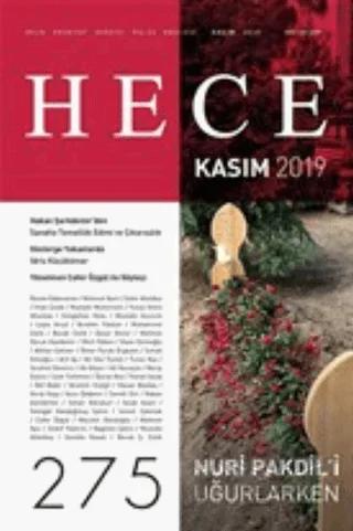 Hece Aylık Edebiyat Dergisi Sayı: 275 Kasım 2019