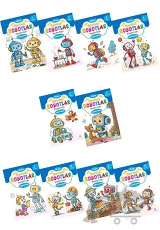 Sevimli Robotlar Boyoma Kitabı Sticker Çıkartmalı (10 Kitap Set)
