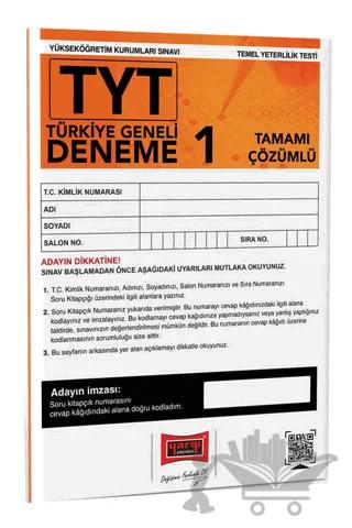 Yargı Yayınları 2023 TYT Tamamı Çözümlü Türkiye Geneli Deneme Sınavı 1