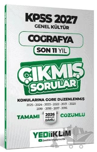 2027 KPSS Genel Kültür Coğrafya Konularına Göre Tamamı Çözümlü Son 11 Yıl Çıkmış Sorular