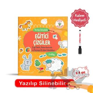 2- 4 Yaş Yaz Sil Eğitici Çizgiler Etkinlik Kitabı