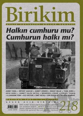 Birikim Aylık Sosyalist Kültür Dergisi Sayı: 218