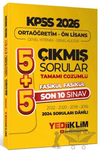 2026 Ortaöğretim-Önlisans Genel Yetenek Genel Kültür 5+5 Tamamı Çözümlü Son 10 Sınav Fasikül Fasikül Çıkmış Sorular