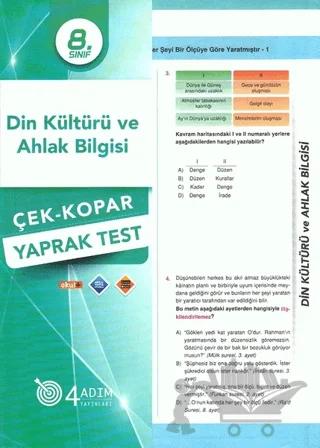 8. Sınıf Din Kültürü ve Ahlak Bilgisi Çek-Kopar Yaprak Test