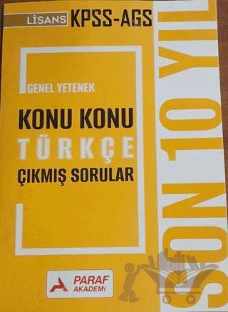 KPSS AGS Genel Yetenek Konu Konu Türkçe Çıkmış Sorular Son 10 Yıl