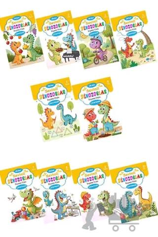 Sevimli Dinozorlar Boyama Kitabı Sticker Çıkartmalı (10 Kitap Set)