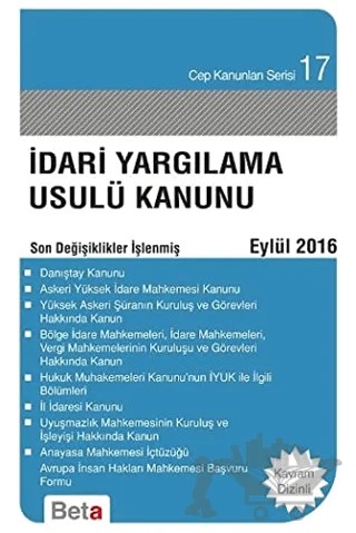İdari Yargılama Usulü Kanunu (Ocak 2017) – Kolektif – Beta Yayınevi kitap kapağı