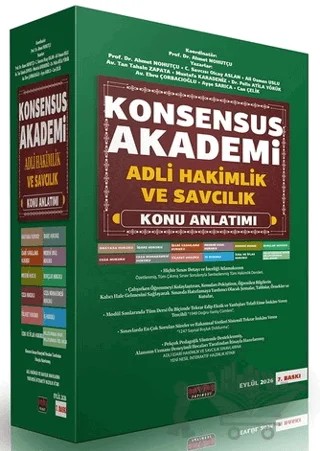 Konsensus Akademi Adli Hakim ve Savcılık Sınavı Konu Anlatımı – Ahmet Nohutçu, Tan Tahsin Zapata, Ayşe Sarıca, Mustafa Karadeniz, Olcay Aslan, Ebru Çorbacıoğlu, Can Çelik, Pelin Atila Yörük, Ali Osman Uslu – Savaş Yayınevi kitap kapağı