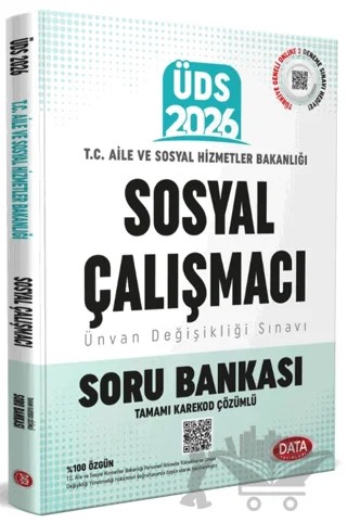 T.C. Aile ve Sosyal Hizmetler Bakanlığı ÜDS Sosyal Çalışmacı Kadrosu Soru Bankası (Karekod Çözümlü) – Kolektif – Data Yayınları kitap kapağı