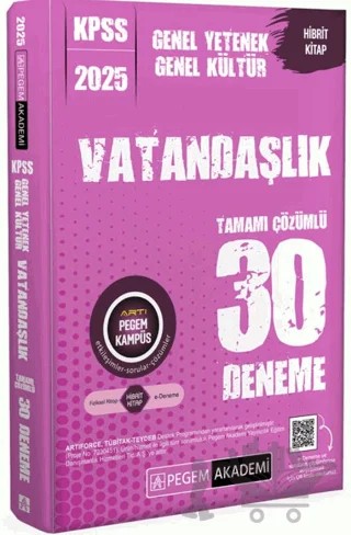 KPSS Genel Yetenek Genel Kültür Vatandaşlık Tamamı Çözümlü 30 Deneme – Kollektif – Pegem Akademi Yayıncılık kitap kapağı
