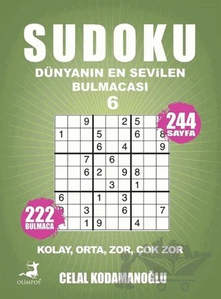 Sudoku Dünyanın En Sevilen Bulmacası 6 – Celal Kodamanoğlu – Olimpos Yayınları kitap kapağı