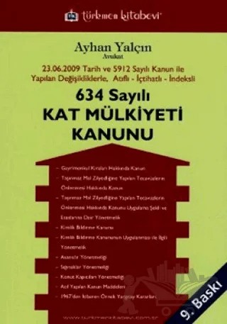 634 Sayılı Kat Mülkiyeti Kanunu – Ayhan Yalçın – Türkmen Kitabevi kitap kapağı