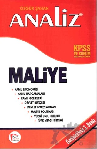 Analiz - Maliye – Özgür Şahan – Pelikan Tıp Teknik Yayıncılık kitap kapağı