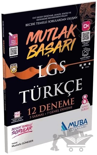 8. Sınıf Türkçe LGS Mutlak Başarı 12 Deneme – Mustafa Güneser – Muba Yayınları kitap kapağı