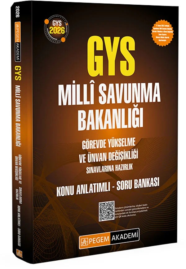 2026 GYS Milli Savunma Bakanlığı Görevde Yükselme ve Ünvan Değişikliği Sınavı Konu Anlatımlı Soru Bankası – komisyonumuz tarafından – Pegem Akademi Yayıncılık kitap kapağı