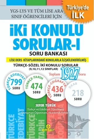 İki Konulu Sorular - 1 Soru Bankası – Sefer Yürük – Ensar Neşriyat kitap kapağı