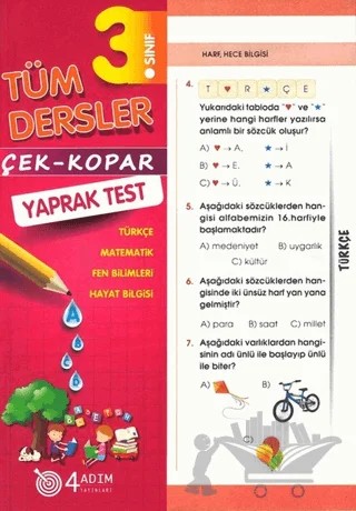 3. Sınıf Tüm Dersler Çek-Kopar Yaprak Test – Kolektif – 4 Adım Yayınları kitap kapağı