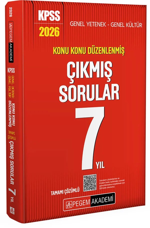 2026 KPSS Genel Yetenek Genel Kültür Konu Konu Düzenlenmiş Tamamı Çözümlü Çıkmış Sorular 7 Yıl – Pegem Akademi Yayıncılık kitap kapağı