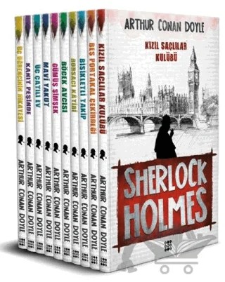 Sherlock Holmes 10’lu Set – Sir Arthur Conan Doyle – Dokuz Yayınları kitap kapağı
