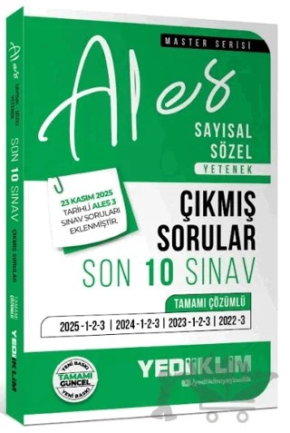 2026 ALES Sayısal Sözel Yetenek Tamamı Çözümlü Son 10 Sınav Çıkmış Sorular (23 Kasım 2025 ALES-3 Ekli) – Kolektif – Yediiklim Yayınları kitap kapağı
