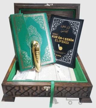 Ahşap Cami Boy Kalem Kur'an-ı Kerim Seti V 6.1 - Lüks Ahşap Kutu (TS036)