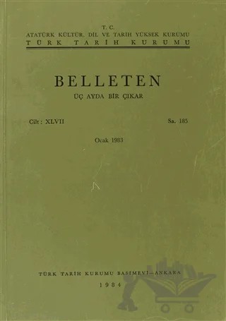 Belleten Sayı: 185 Cilt: 47 – Türk Tarih Kurumu Yayınları kitap kapağı
