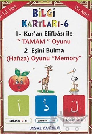 Bilgi Kartları - 6 - 1. Kur'an Elifbası ile Tamam Oyunu 2. Eşini Bulma (Hafıza) Oyunu Memory