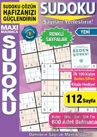 Maxi Sudoku Bulmaca 18 – Bertan Kodamanoğlu – Maxi Yayıncılık kitap kapağı