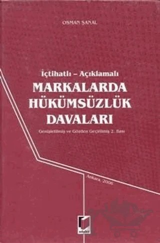 Markalarda Hükümsüzlük Davaları – Osman Şanal – Adalet Yayınevi kitap kapağı