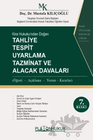 Tahliye Tespit Uyarlama Tazminat ve Alacak Davaları – Mustafa Kılıçoğlu – Platon Hukuk kitap kapağı