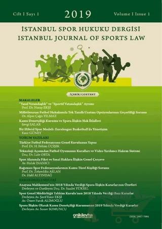 İstanbul Spor Hukuku Dergisi Sayı: 1 Cilt 1 2019
